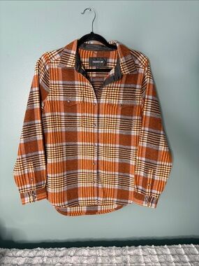 Toad&Co Orange Plaid Button-Up Flannel Shirt